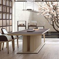 Contemporary table ZITOwoodenstoneleather