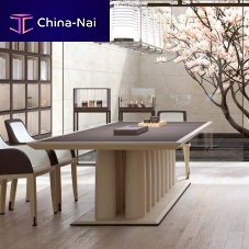 Contemporary table ZITOwoodenstoneleather