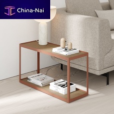 Contemporary side table KUB 1wood veneerlacquered metal baserectangular