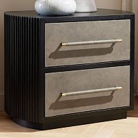 Contemporary bedside table EASTCHESTERleatherbrasswooden base