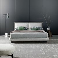 Double bed Taracontemporaryupholsteredwith leather headboard