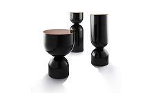 Contemporary side table TIME PIECElacquered woodceramiccopper