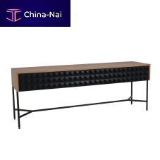 Contemporary sideboard table HAILEYsolid woodmetal baserectangular
