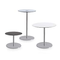 Contemporary side table JOLLY tempered glassHPLstainless steel base