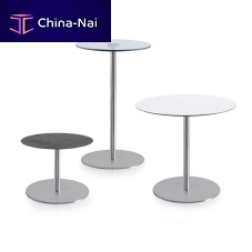 Contemporary side table JOLLY tempered glassHPLstainless steel base