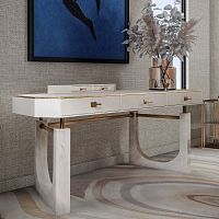Contemporary desk LINCOLNlacquered woodleather