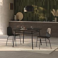 Contemporary dining table LASSOwood veneerMDFpowder-coated steel base