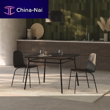 Contemporary dining table LASSOwood veneerMDFpowder-coated steel base