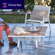 Contemporary coffee table PILOTISteakaluminum basesquare
