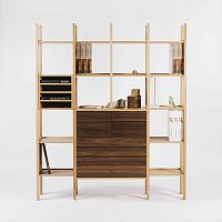 Wall-mounted shelving system OFFISIXself-supportingcontemporarysolid wood