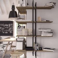 Wall-mounted shelving system SHELLcontemporarymetaloak