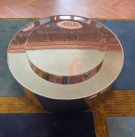 Contemporary coffee table Carrousel glassstainless steelstainless steel base