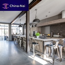 Contemporary kitchen TONS GRISoaknatural stonestainless steel