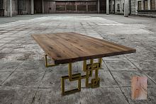 Contemporary dining table WAGNER: 24002woodenlacquered metal basebrass base