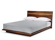Double bed PLATEAUcontemporarywith headboardwalnut