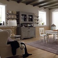 High sideboard TABI T04traditionalsolid woodwith glass panel