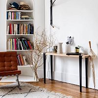 Contemporary sideboard table LIMA oakpowder-coated steel baserectangular
