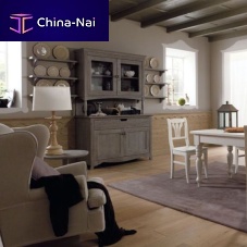 High sideboard TABI T04traditionalsolid woodwith glass panel