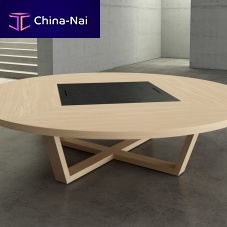 Contemporary boardroom table MODULOSwoodglassleather