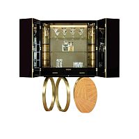 Contemporary bar cabinet MIRAGE lacquered woodwood veneerglass