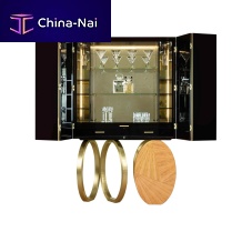 Contemporary bar cabinet MIRAGE lacquered woodwood veneerglass
