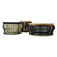 Traditional coffee table BEATRIX : J12TB-0005/0004/0006teakrattanoval