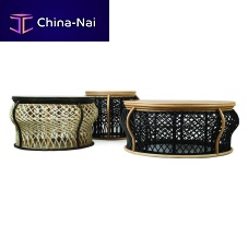 Traditional coffee table BEATRIX : J12TB-0005/0004/0006teakrattanoval