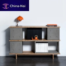 Contemporary sideboard DICEnatural oakfiber-reinforced concretewith shelf
