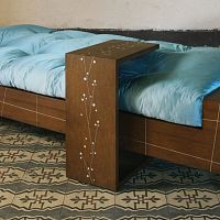 Contemporary side table CAmerican walnutamerican walnut baserectangular