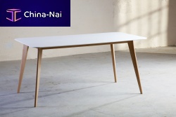Contemporary table EASYCorian®wooden baserectangular