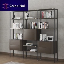 Free-standing bookcase amancontemporarywoodenmetal