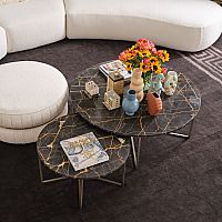 Contemporary coffee table Elliotmetalmarblepainted metal base