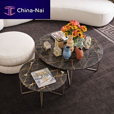 Contemporary coffee table Elliotmetalmarblepainted metal base