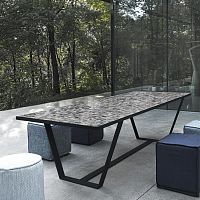 Design table BAKER ISLANDperforated sheet metalceramicpainted metal base