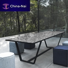 Design table BAKER ISLANDperforated sheet metalceramicpainted metal base