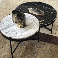 Contemporary nesting tables CARRARA marblemetal baseround