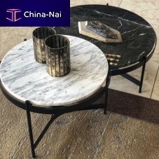Contemporary nesting tables CARRARA marblemetal baseround