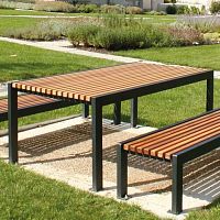 Contemporary table CINO woodensteelsteel base
