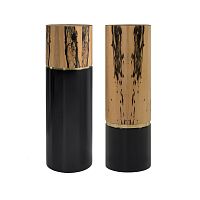 Contemporary pedestal EBONY wood veneerlacquered woodpolished brass