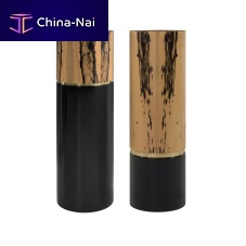 Contemporary pedestal EBONY wood veneerlacquered woodpolished brass