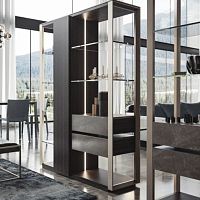 Room divider shelf METROPOLIS contemporarylacquered woodwith drawer