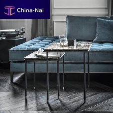 Contemporary nesting tables Square 52/42lacquered MDFmarblealuminum base