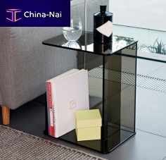 Contemporary side table LUCENTtempered glassrectangularhome