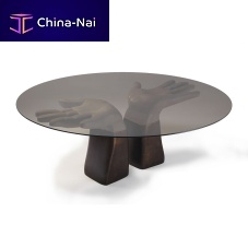Original design table PREGO! - 6714glassmetal baseround