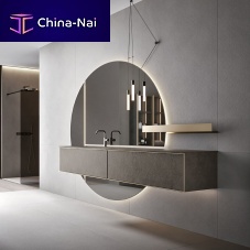 Wall-mounted bathroom mirror EclissicontemporaryroundLED-illuminated
