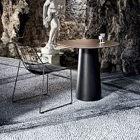 Contemporary high bar table TOTEMceramiclacquered metal baseround