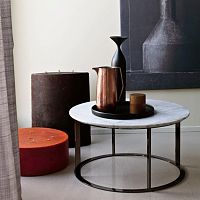 Contemporary side table Meraoaksolid woodpainted steel