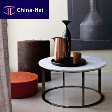 Contemporary side table Meraoaksolid woodpainted steel