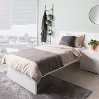 Single bed BASE contemporarywith headboardwith integrated bedside table