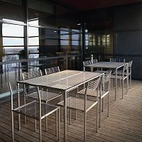 Scandinavian design table LANKAstainless steelstainless steel baserectangular